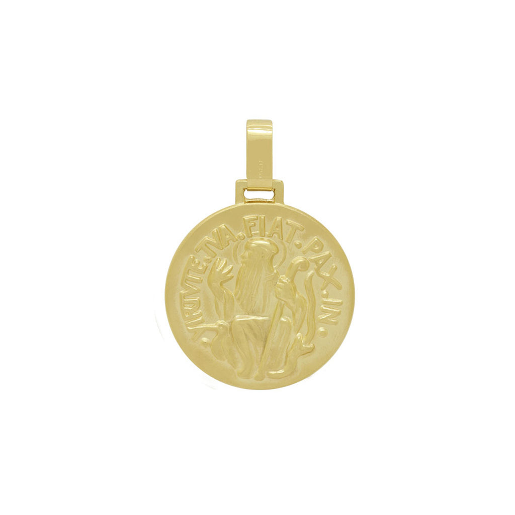 Pingente São Bento Redondo em Ouro 18K