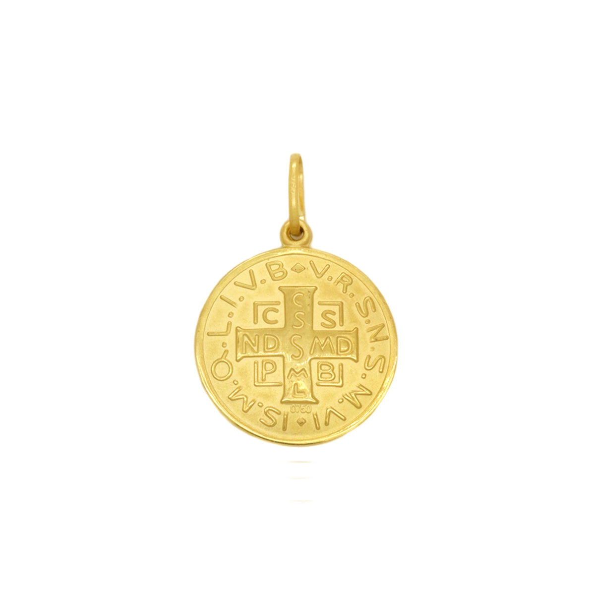 Pingente São Bento Sentado Redondo Grande em Ouro 18K