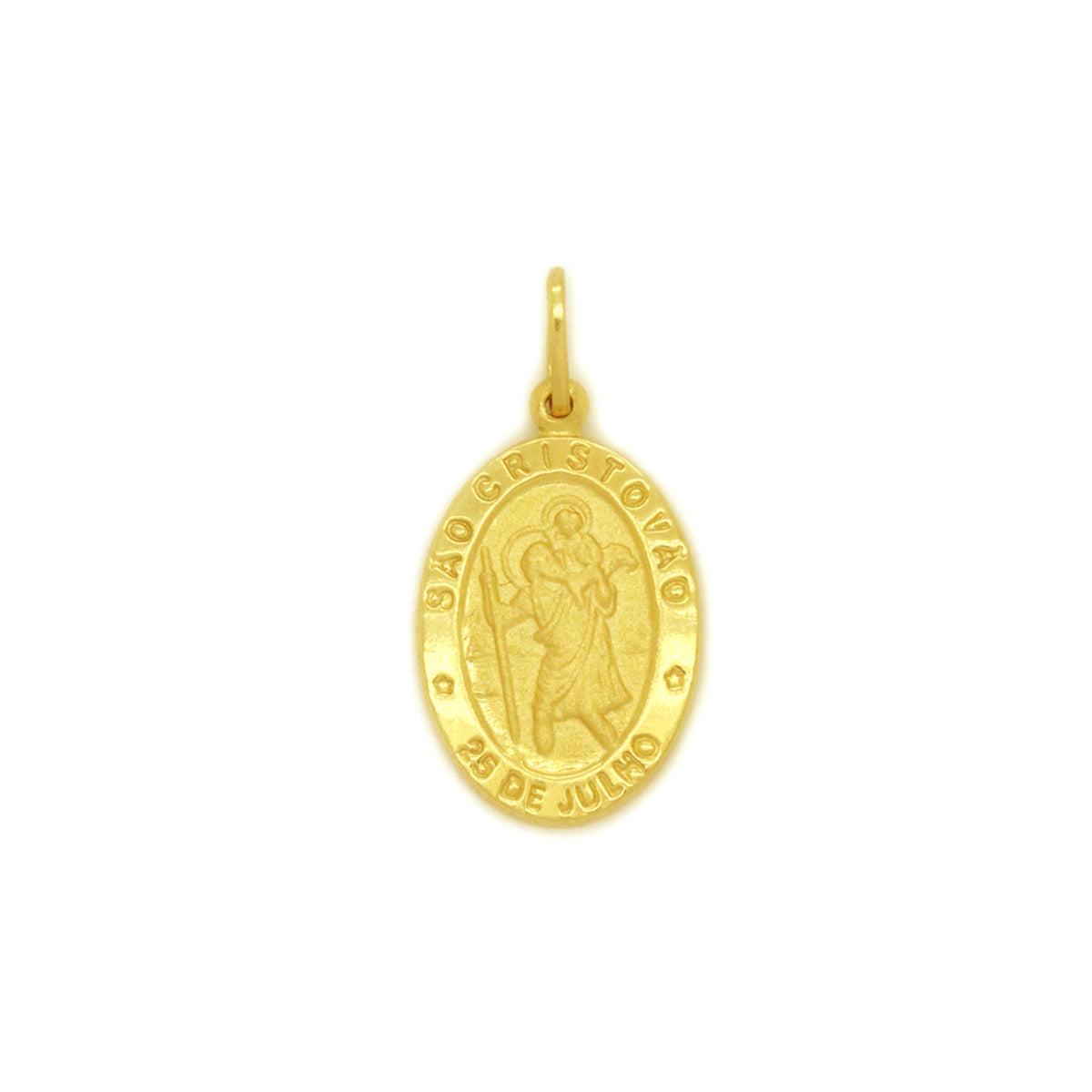 Pingente São Cristovão Oval Médio em Ouro 18K