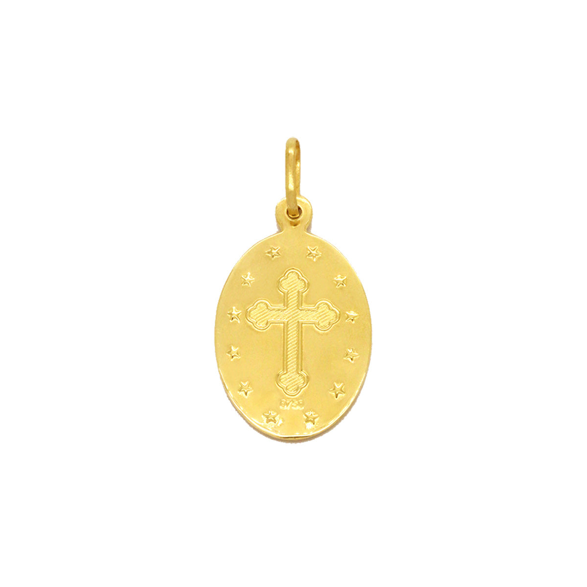 Pingente São Francisco de Assis Oval Médio em Ouro 18K
