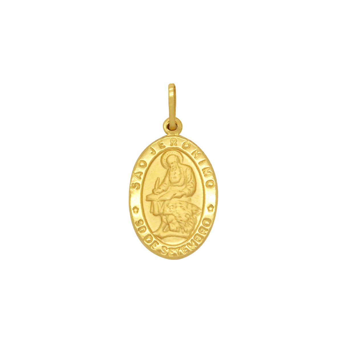 Pingente São Jerônimo Oval Médio em Ouro 18K