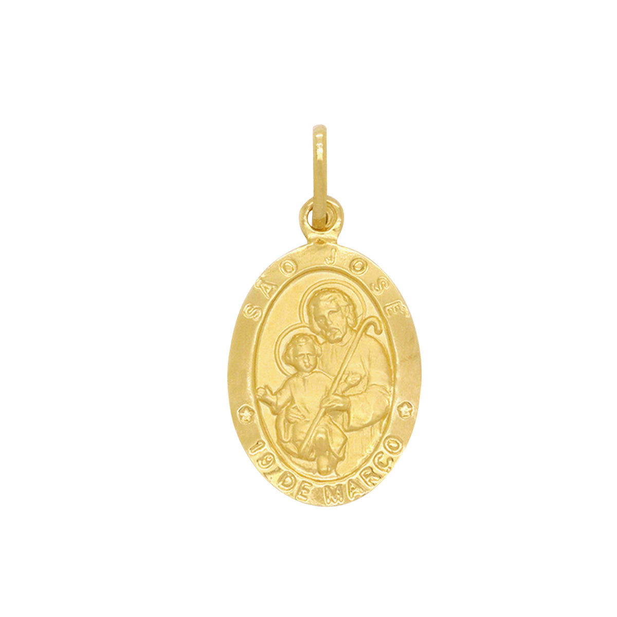 Pingente São José Oval Médio em Ouro 18K