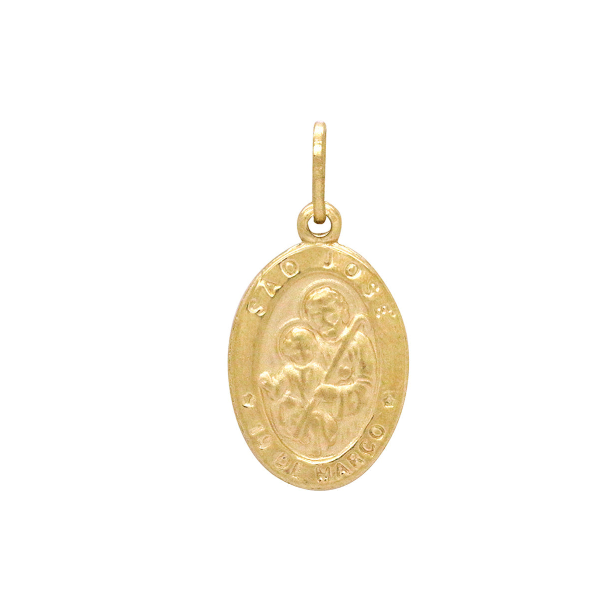 Pingente São José Oval Pequeno em Ouro 18K