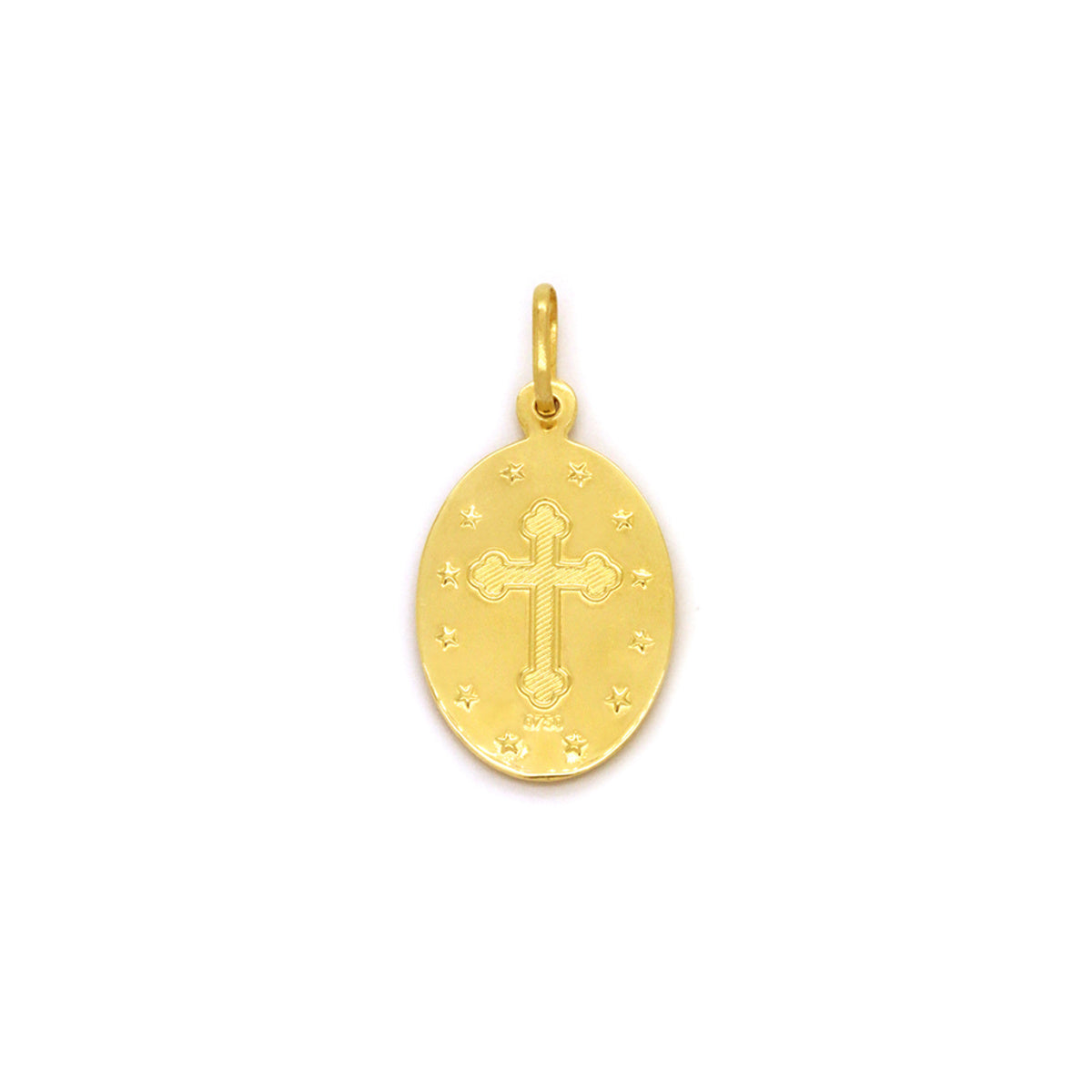Pingente São José Oval Pequeno em Ouro 18K