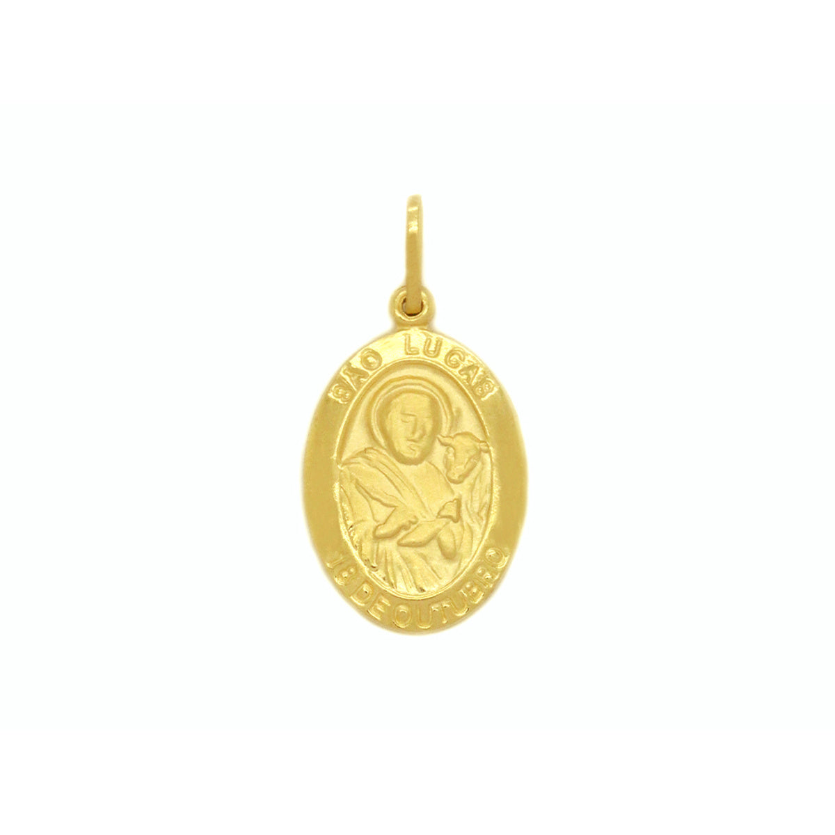 Pingente São Lucas Oval Médio em Ouro 18K