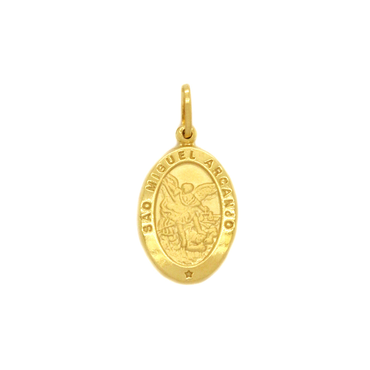 Pingente São Miguel Arcanjo Oval Médio em Ouro 18K