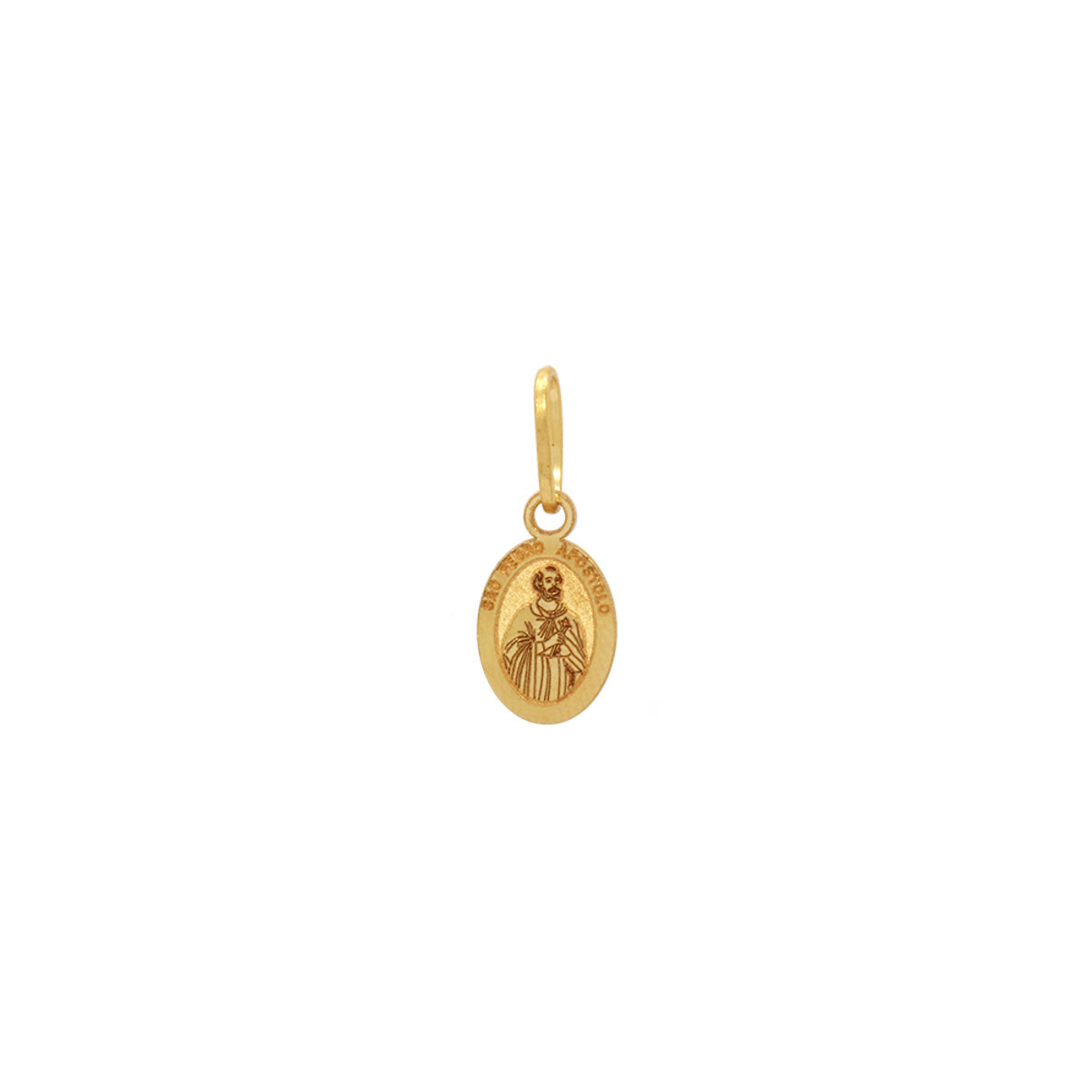 Pingente São Pedro Apóstolo Oval em Ouro 18K