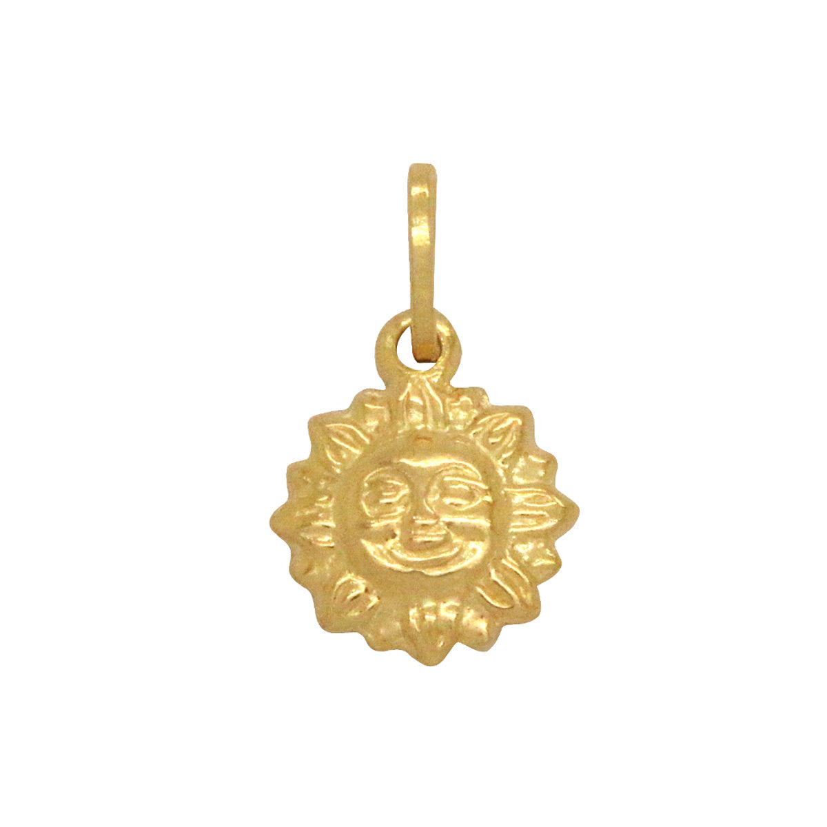 Pingente Sol Oco Liso em Ouro 18K