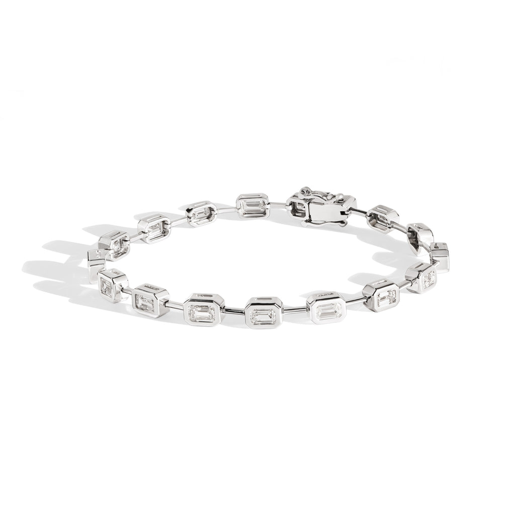Pulseira Baguete Horizontal Diamantes em ouro branco – Rainha da Riviera