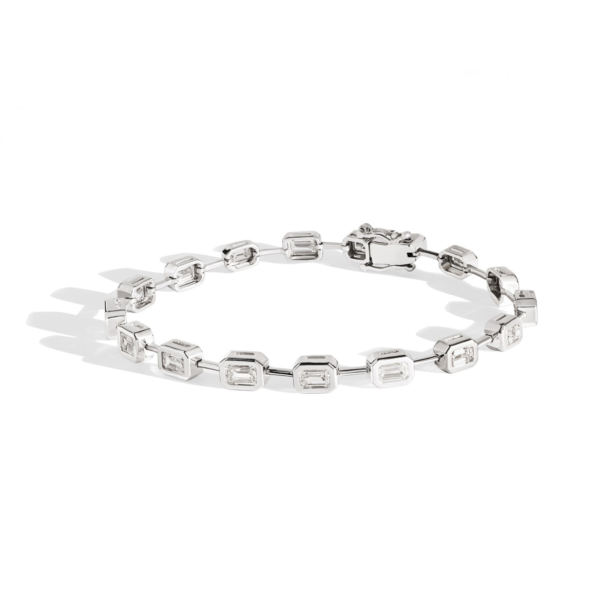 Pulseira Baguete Horizontal Diamantes em ouro branco – Rainha da Riviera