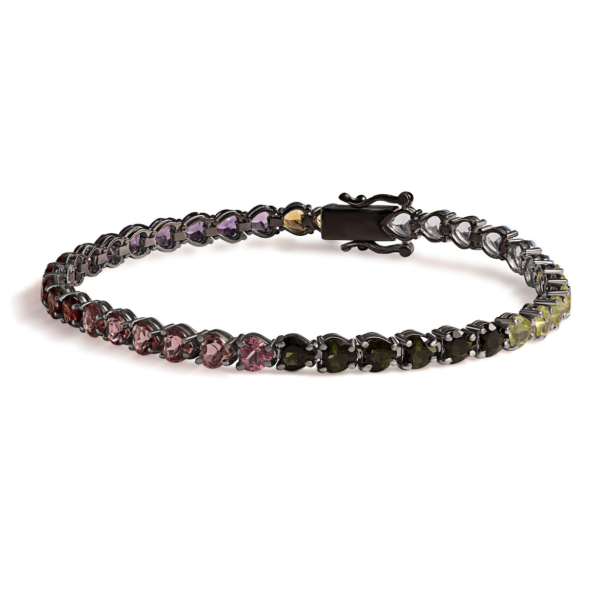 Pulseira Corações 4x4mm em ouro branco – Rainha da Riviera