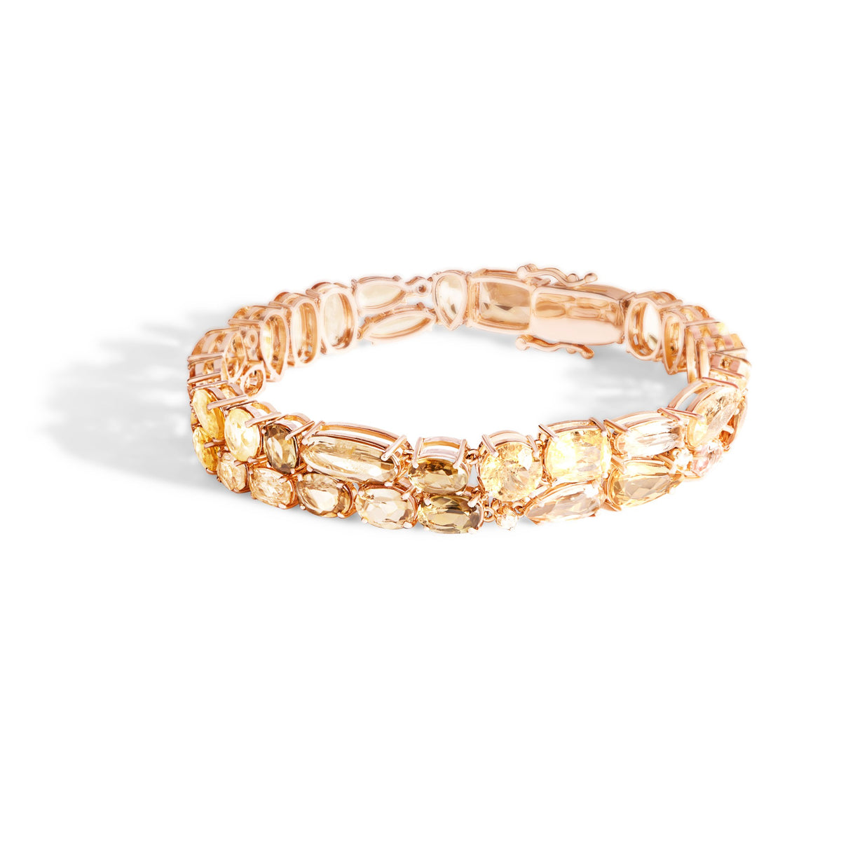 Pulseira Mix Topázio Imperial e Alexandrita em ouro rosé – Rainha da Riviera