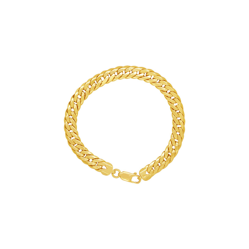 Pulseira Dupla Laminada Bitola 9,00 mm 21 cm em Ouro 18K