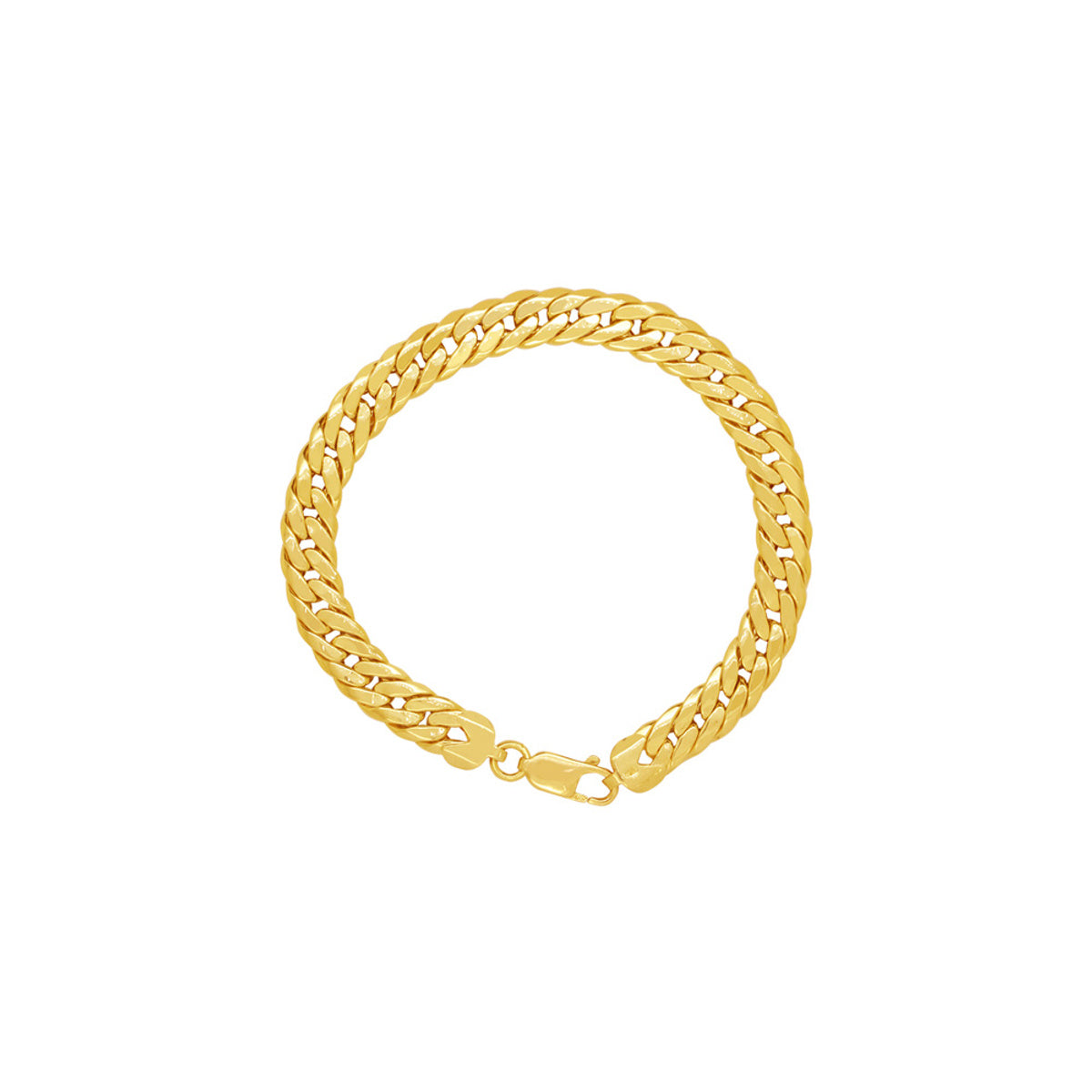 Pulseira Dupla Laminada Bitola 9,00 mm 21 cm em Ouro 18K