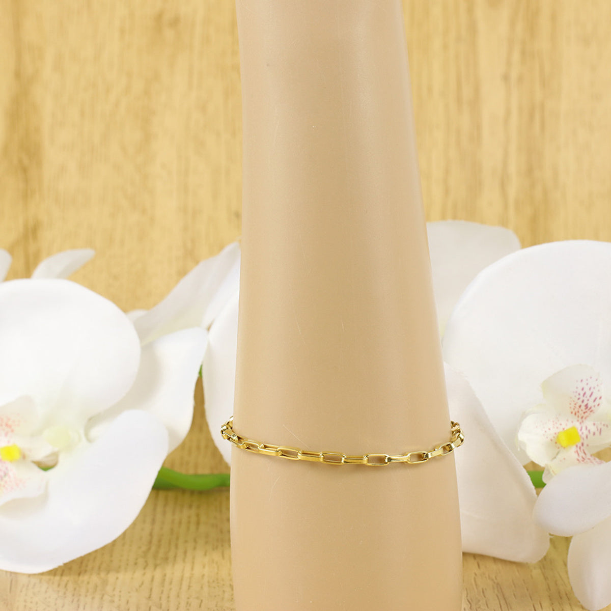 Pulseira de Elos da Rainha Bitola 3,00 mm 21 cm em Ouro 18K