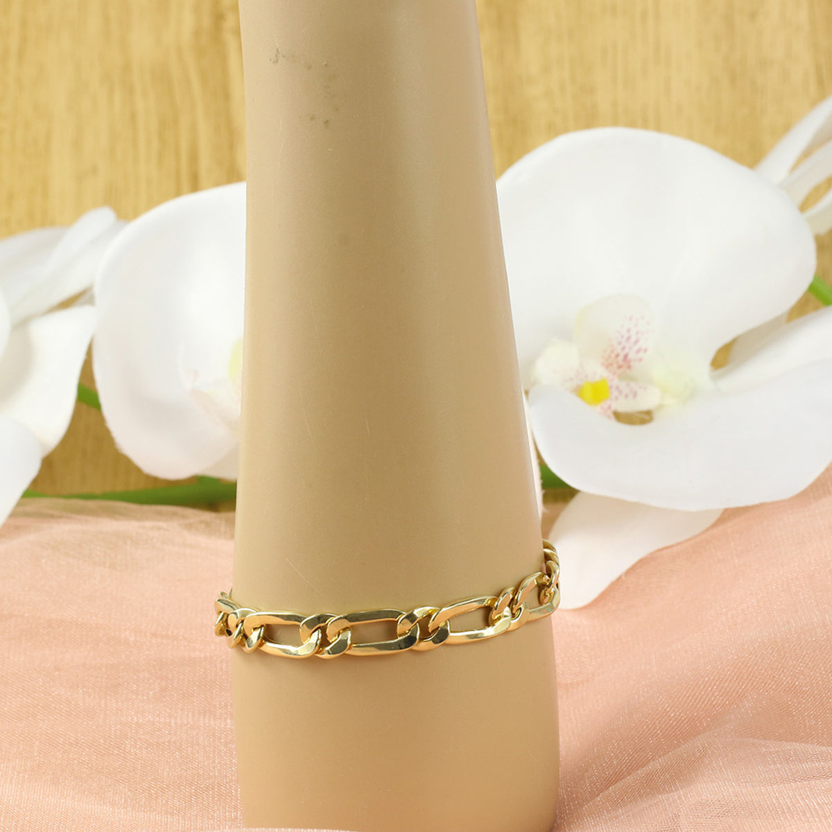 Pulseira Groumet 1x1 Bitola 9,00 mm 21 cm em Ouro 18K