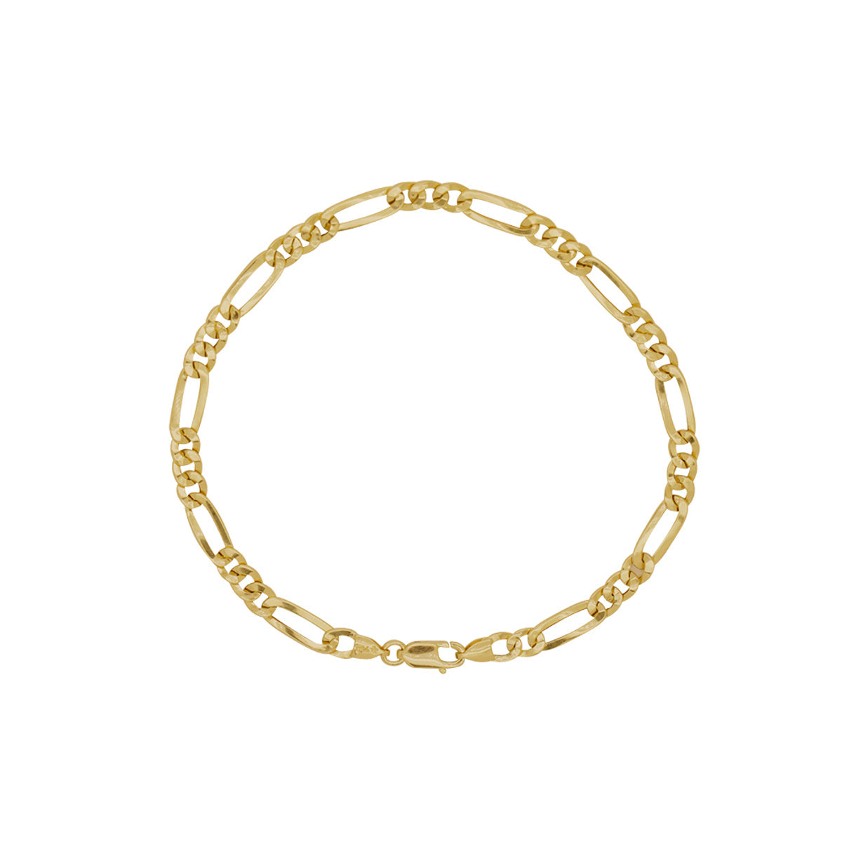 Pulseira Groumet 3x1 Achatada Bitola 4,50 mm em Ouro 18K