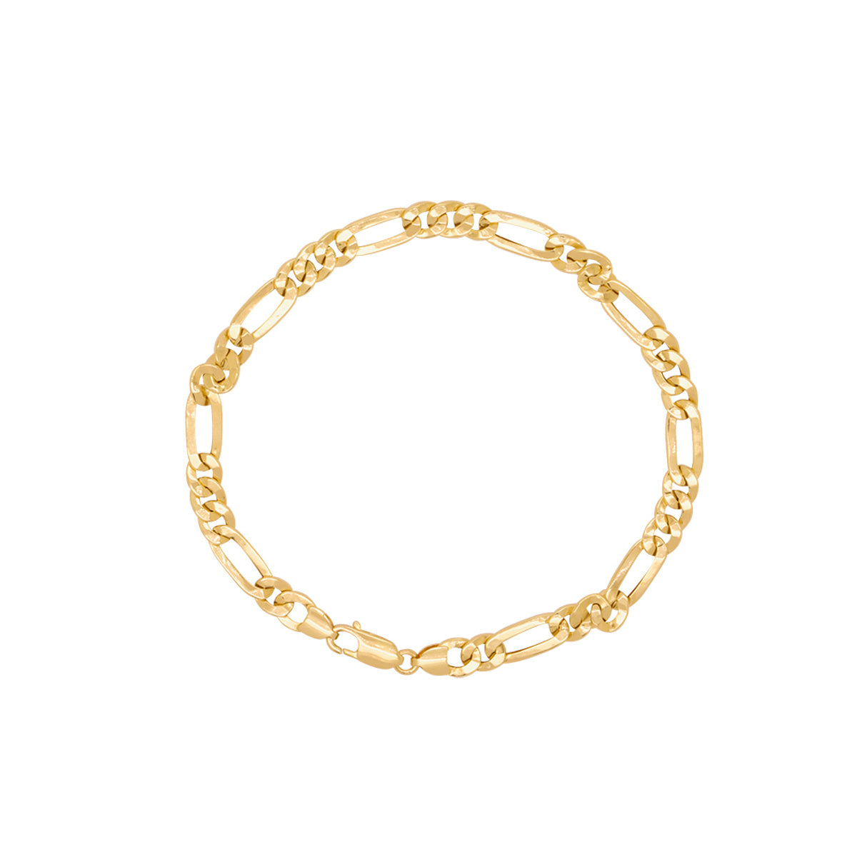 Pulseira Groumet 3x1 Achatada Bitola 5,00 mm em Ouro 18K