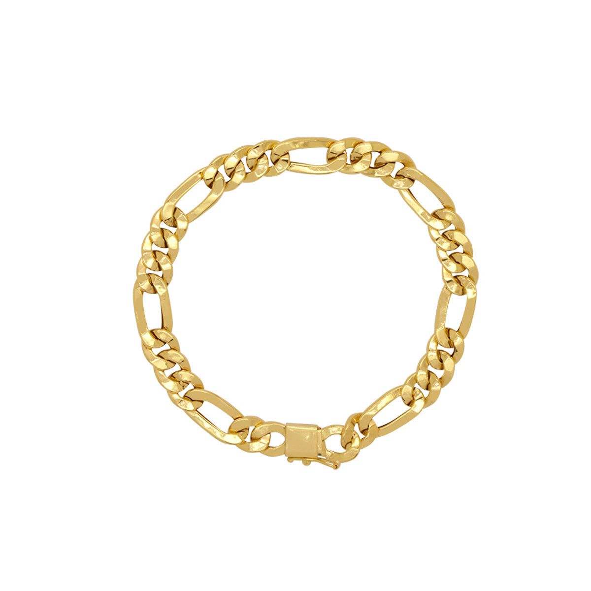 Pulseira Groumet 3x1 Achatada Bitola 8,00 mm em Ouro 18K