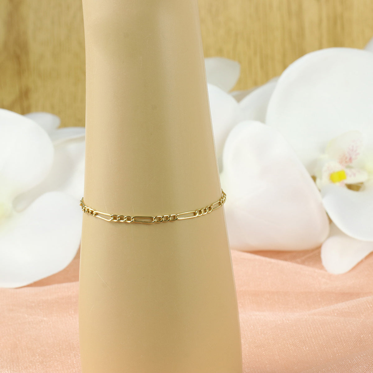 Pulseira Groumet 3x1 Bitola 2,80 mm 19 cm em Ouro 18K