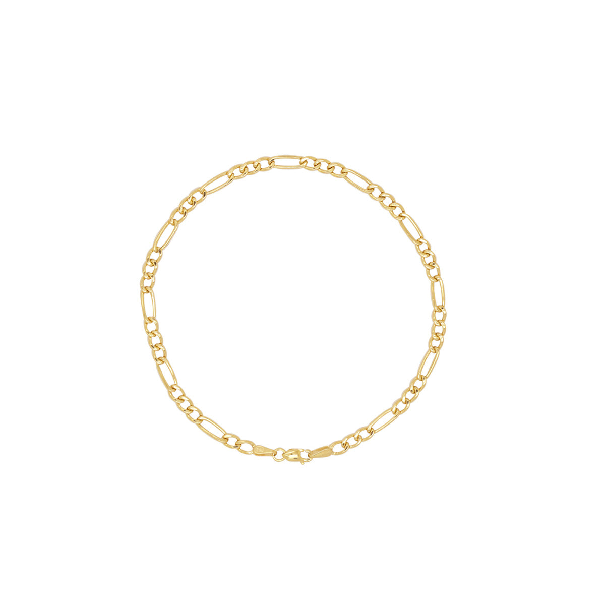 Pulseira Groumet 3x1 Bitola 3,00 mm 20 cm em Ouro 18K