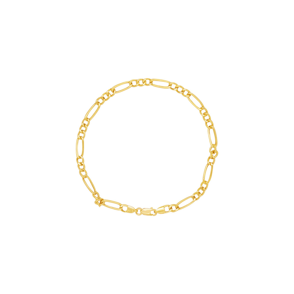 Pulseira Groumet 3x1 Bitola 4,00 mm 21 cm em Ouro 18K