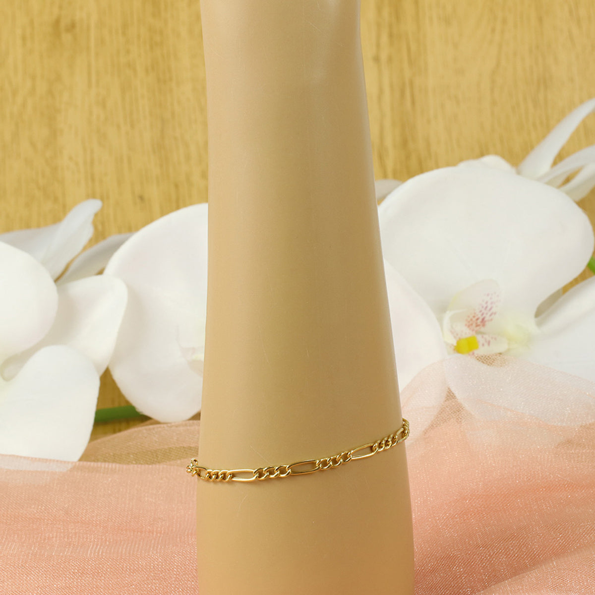 Pulseira Groumet 3x1 Bitola 4,00 mm 21 cm em Ouro 18K