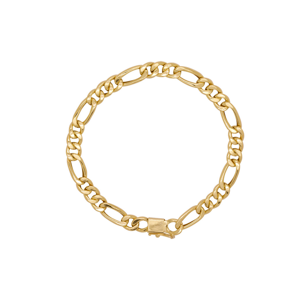 Pulseira Groumet 3x1 Bitola 6,70 mm em Ouro 18K