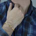 Pulseira Groumet 3x1 Bitola 6,70 mm em Ouro 18K