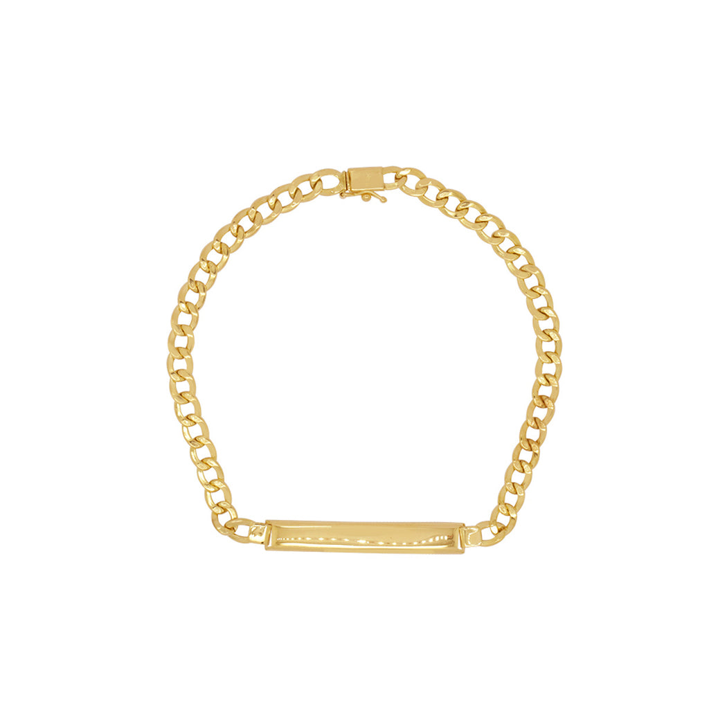 Pulseira Groumet Batida Bitola 5,00 mm Chapa Lisa em Ouro 18K