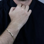 Pulseira Groumet Batida Bitola 5,00 mm Chapa Lisa em Ouro 18K