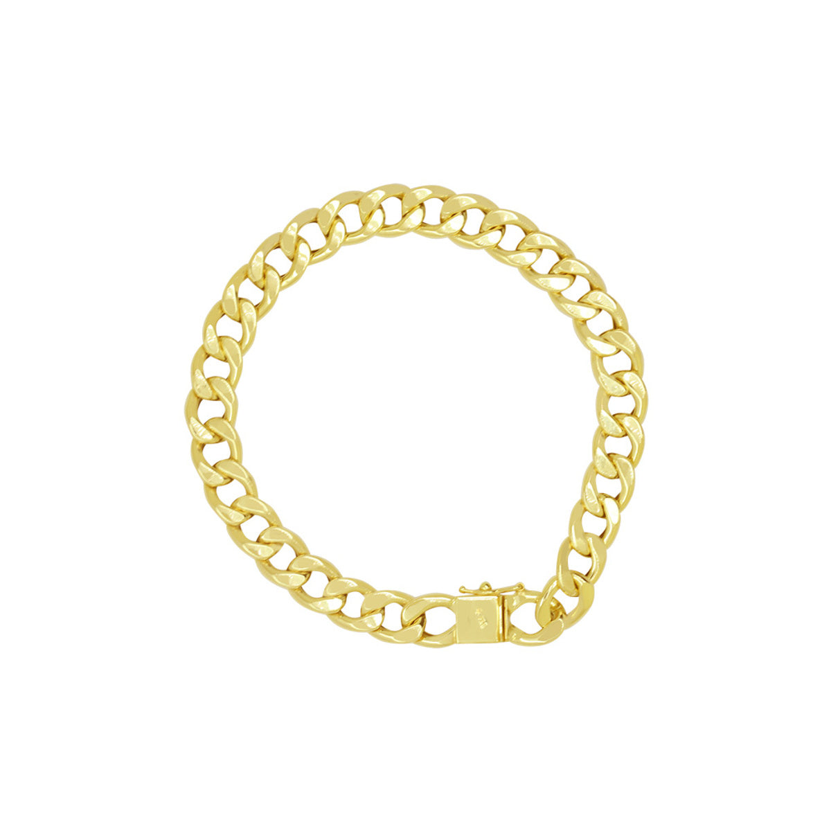 Pulseira Groumet Batida Bitola 8,00 mm 21 cm em Ouro 18K