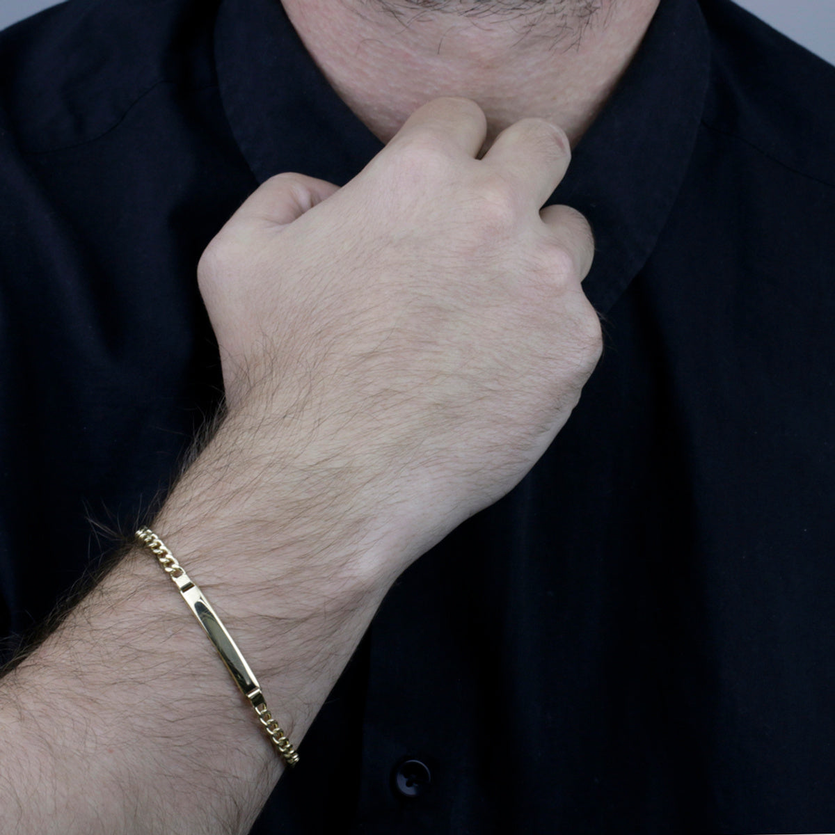 Pulseira Groumet Bitola 4,30 mm Chapa Lisa em Ouro 18K