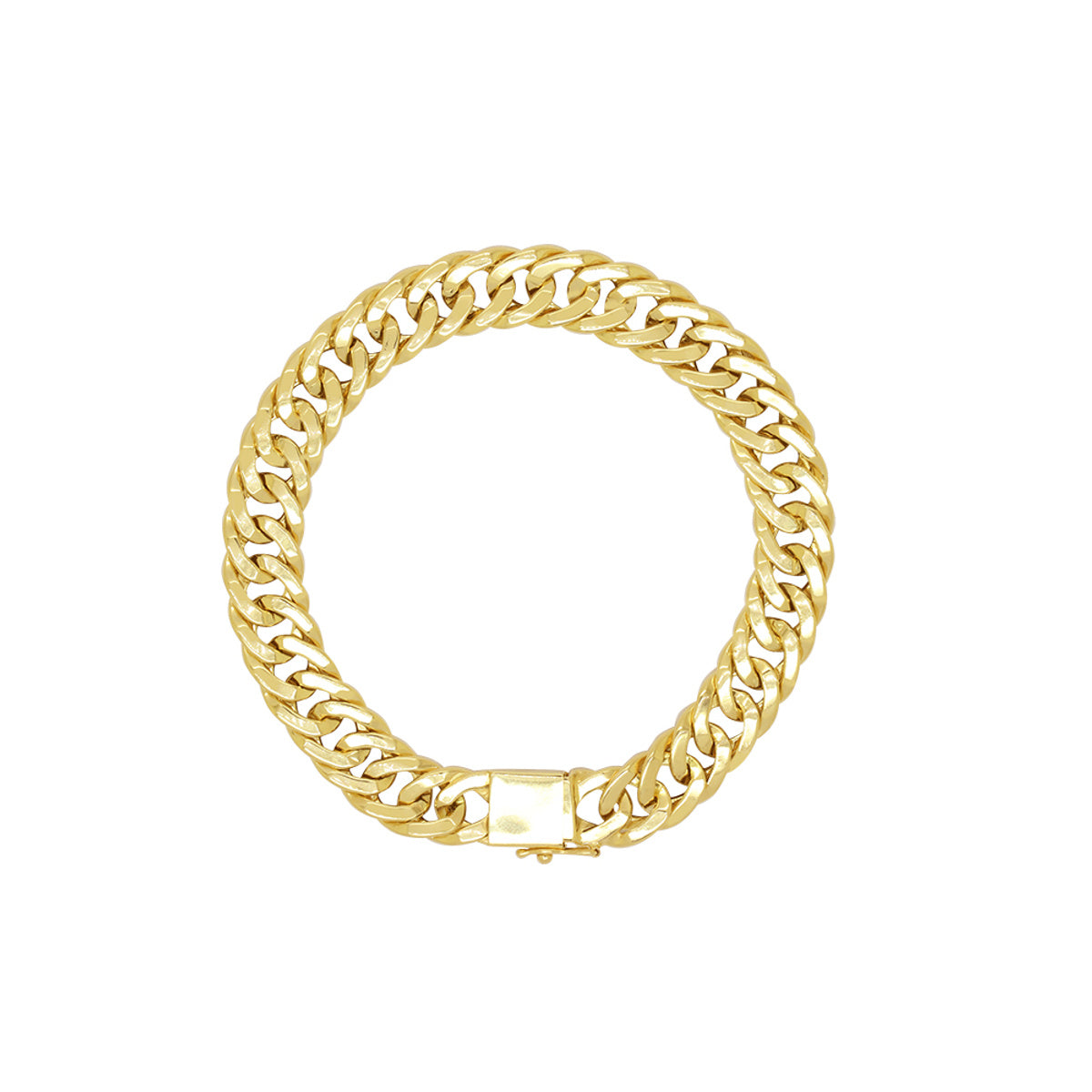 Pulseira Groumet Bitola 9,50 mm 21 cm em Ouro 18K