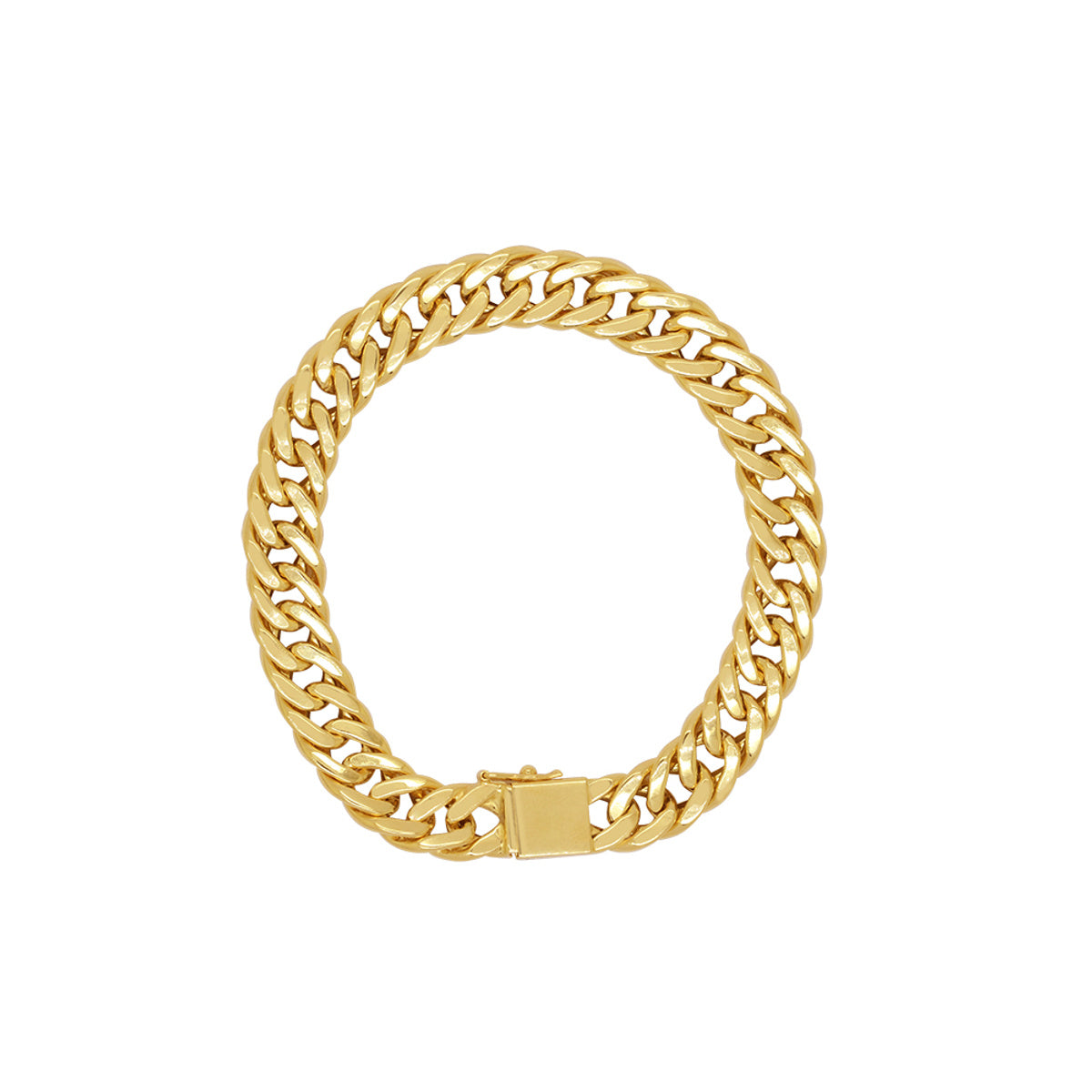 Pulseira Groumet Bitola 9,50 mm 22 cm em Ouro 18K