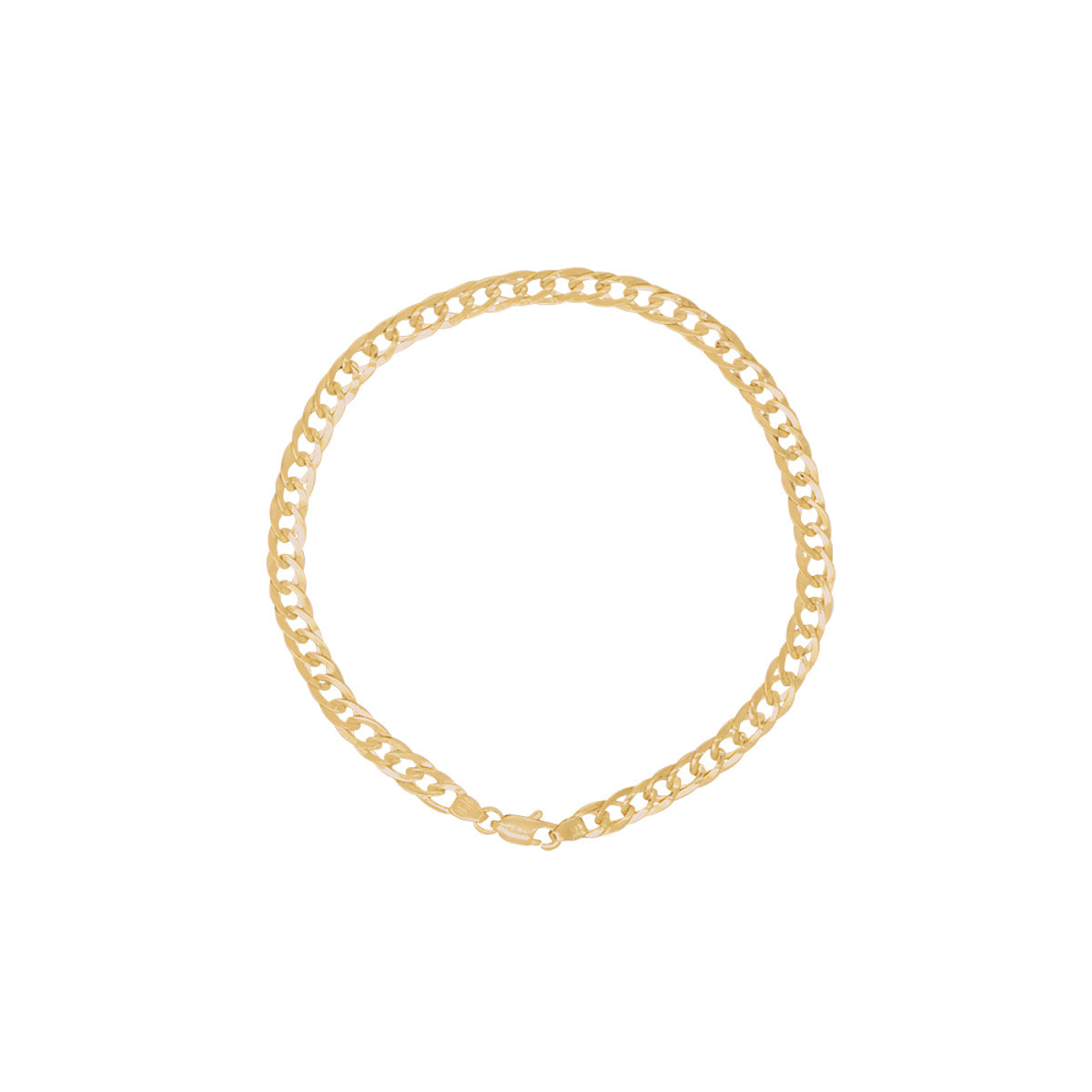 Pulseira Groumet Dupla Achatada Bitola 4,00 mm em Ouro 18K