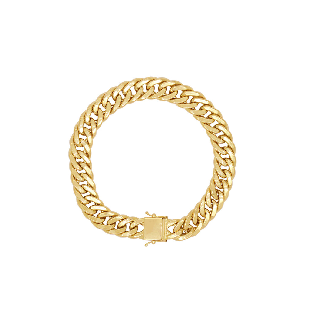 Pulseira Groumet Dupla Batida Bitola 10 mm 21 cm em Ouro 18K