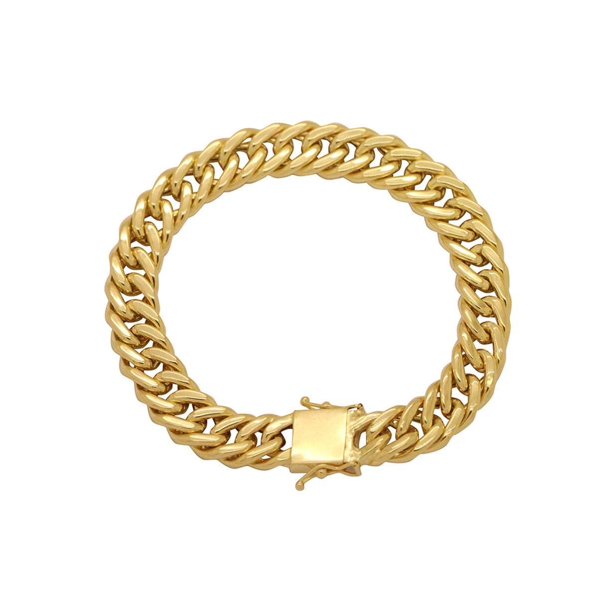 Pulseira Groumet Dupla Batida Bitola 11 mm em Ouro 18K