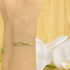 Pulseira Groumet Dupla Batida Bitola 6,00 mm 19 cm em Ouro 18K