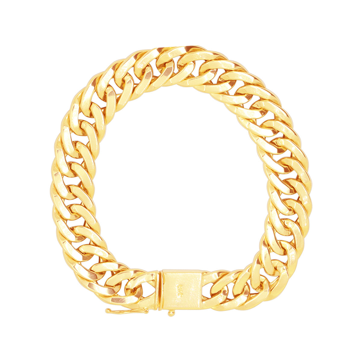 Pulseira Groumet Dupla Bitola 11 mm 21 cm em Ouro 18K