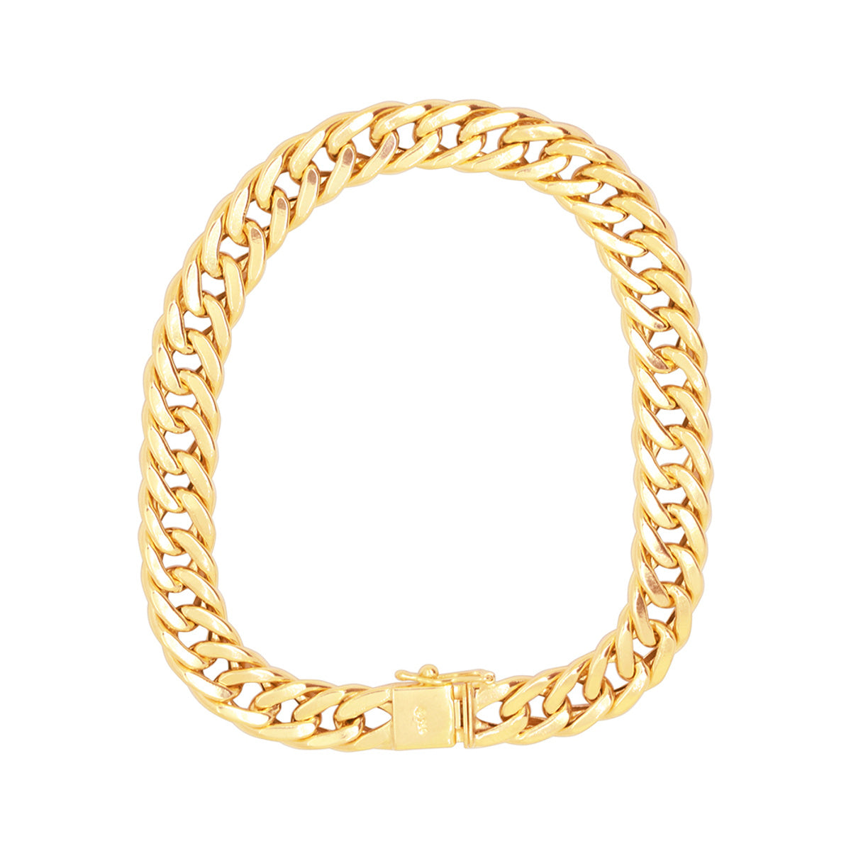 Pulseira Groumet Dupla Bitola 13 mm 21 cm em Ouro 18K