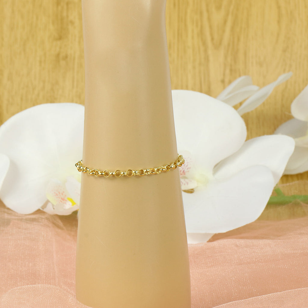 Pulseira Portuguesa Bitola 4,00 mm 19 cm em Ouro 18K