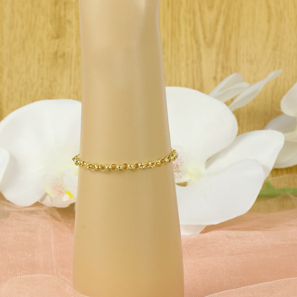 Pulseira Portuguesa Bitola 4,00 mm 19 cm em Ouro 18K