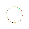 Pulseira Zircônias Coloridas 2 mm 16 cm em Ouro 18K