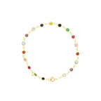 Pulseira Zircônias Coloridas 2 mm 16 cm em Ouro 18K