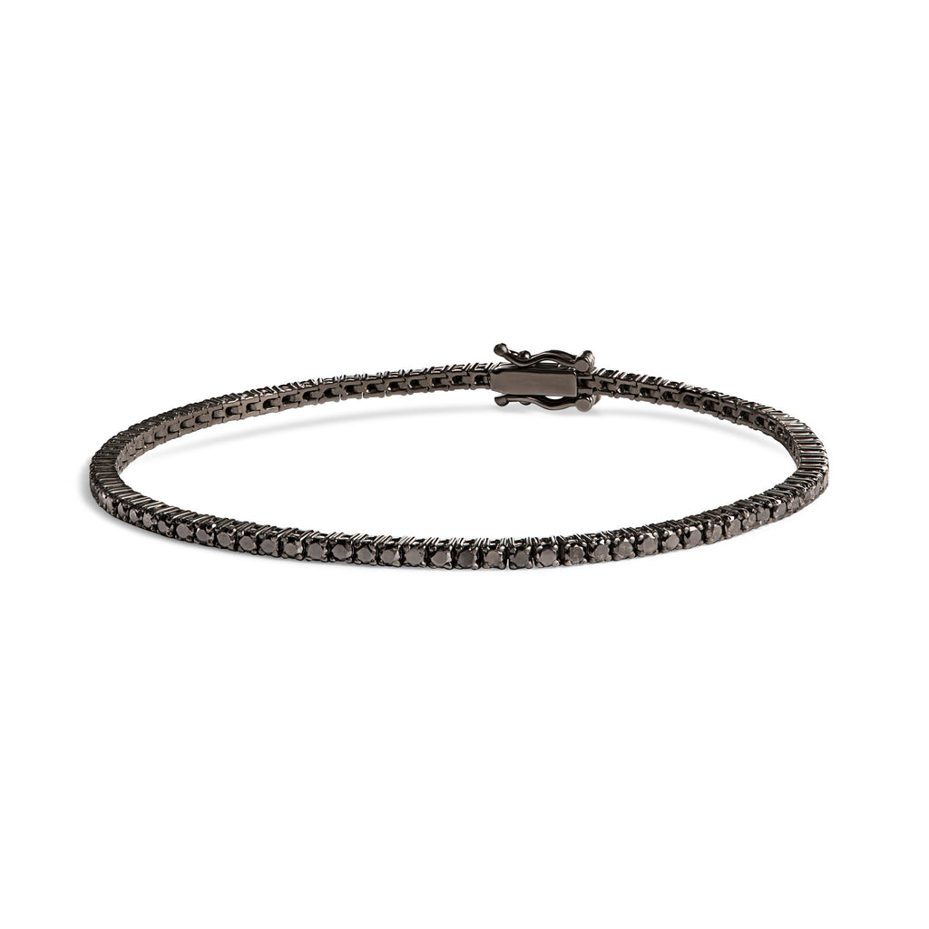 Pulseira Riviera Clássica Diamantes Negros 1,9mm em ouro com banho de ródio negro – Rainha da Riviera