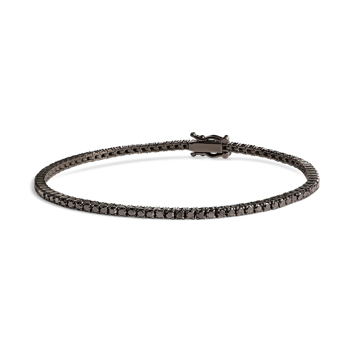 Pulseira Riviera Clássica Diamantes Negros 1,9mm em ouro com banho de ródio negro – Rainha da Riviera