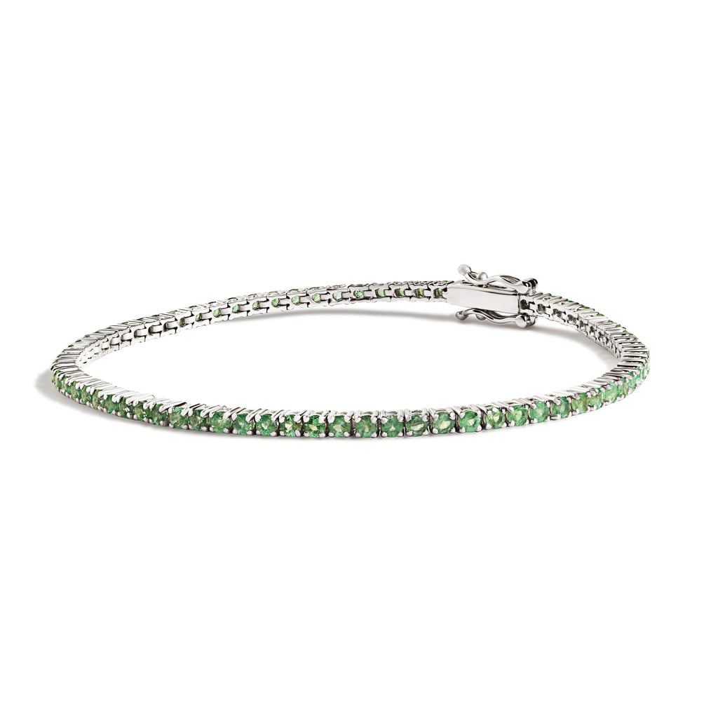 Pulseira Riviera Clássica Esmeraldas 2,1mm em ouro branco – Rainha da Riviera