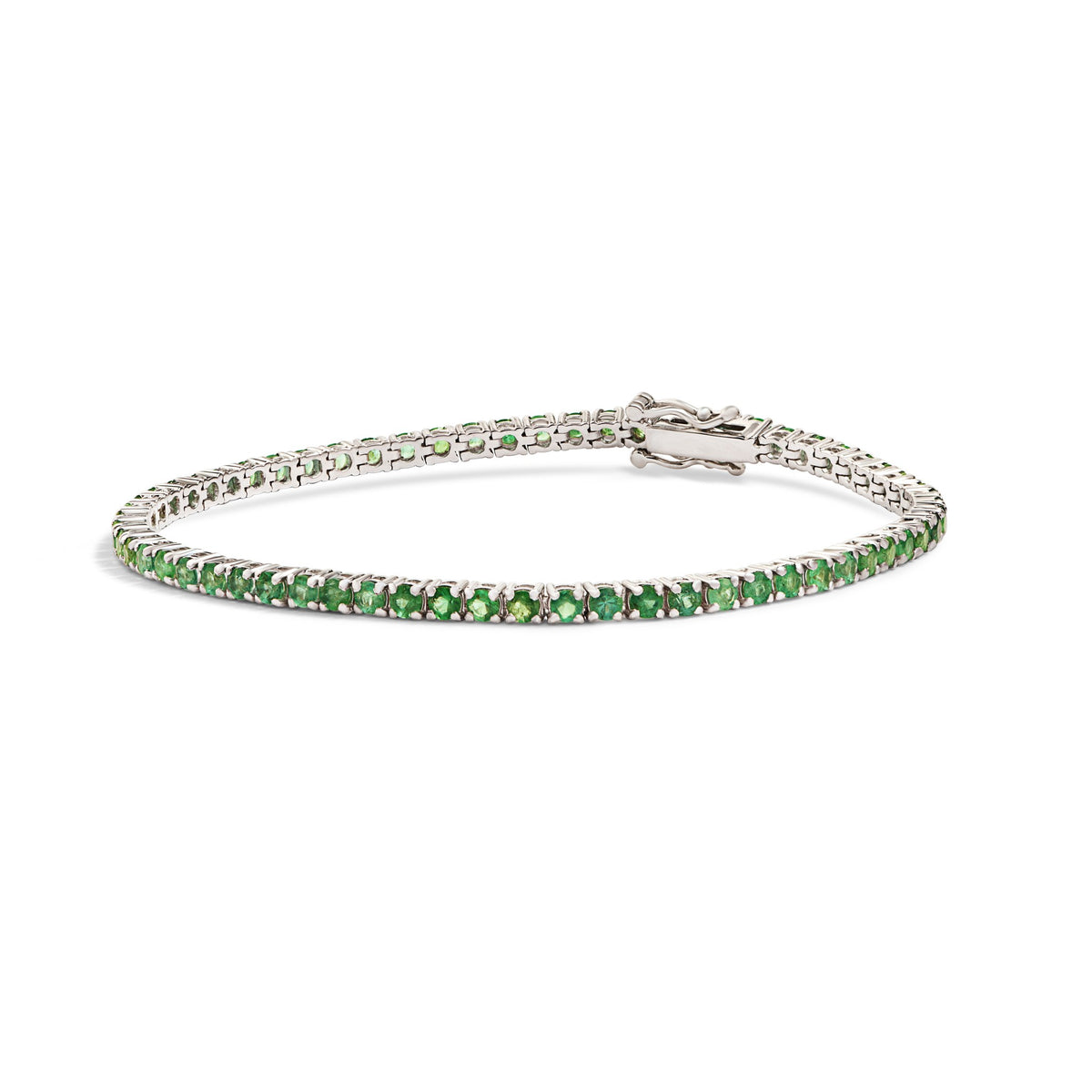 Pulseira Riviera Clássica Esmeraldas 2,5mm em ouro branco – Rainha da Riviera