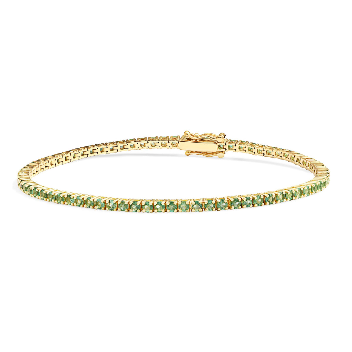 Pulseira Riviera Clássica Esmeraldas 2,6mm em ouro amarelo – Rainha da Riviera